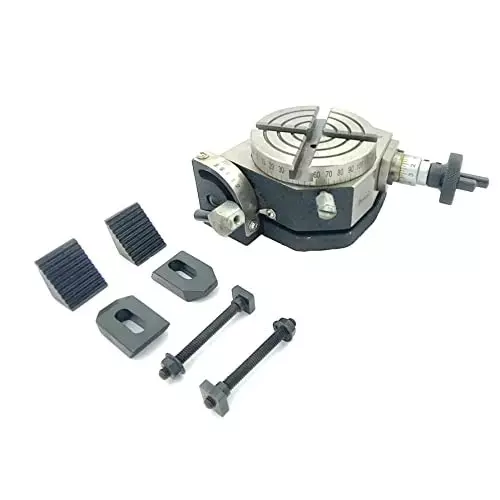 Assorts Tilting Rotary Table 80 mm (3 Inch) with ER 20 Collet Adaptor with M6 Clamp Kit