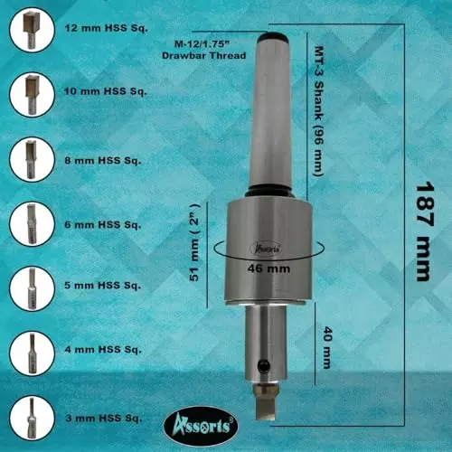 Assorts Metric Rotary Broach Set 3MT Shank M12x1.75 mm Drawbar Size for Lathe Metalworking
