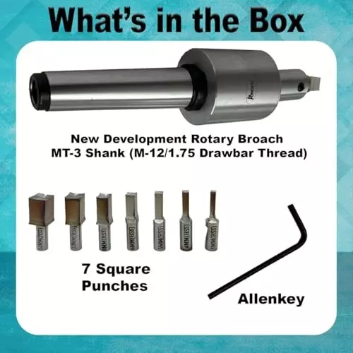 Assorts Metric Rotary Broach Set 3MT Shank M12x1.75 mm Drawbar Size for Lathe Metalworking