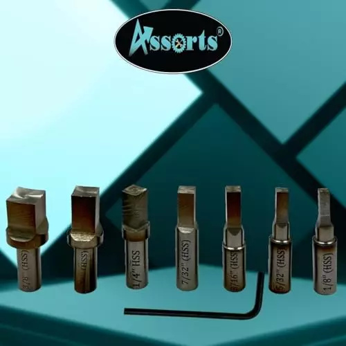 Assorts Precision Rotary Broach Set R8 Shank with 7 Pcs HSS Square Punch Set