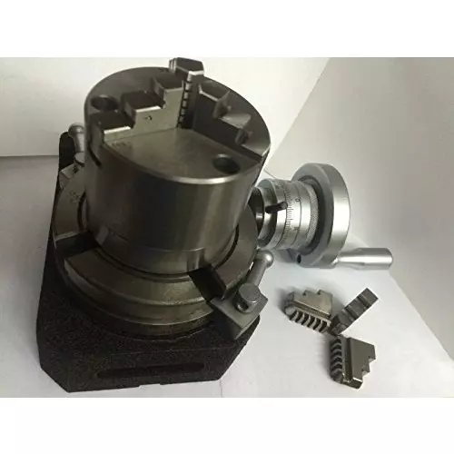 Assorts HV4 Cast Iron & Tool Steel Rotary Table 110 mm (4 Inch) with 80 mm Chuck+Back Plate 3 Jaws