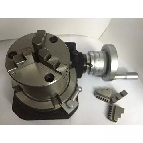 Assorts HV4 Cast Iron & Tool Steel Rotary Table 110 mm (4 Inch) with 80 mm Chuck+Back Plate 3 Jaws