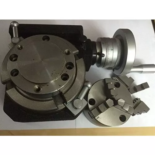 Assorts HV4 Cast Iron & Tool Steel Rotary Table 110 mm (4 Inch) with 80 mm Chuck+Back Plate 3 Jaws