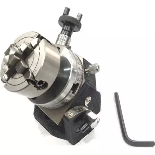 Assorts Tilting Rotary Table 80 mm (3 Inch) with 70 mm Independent Chuck, Suitable Back Plate & T Nuts Bolts, Tailstock & M6 Clamp Kit