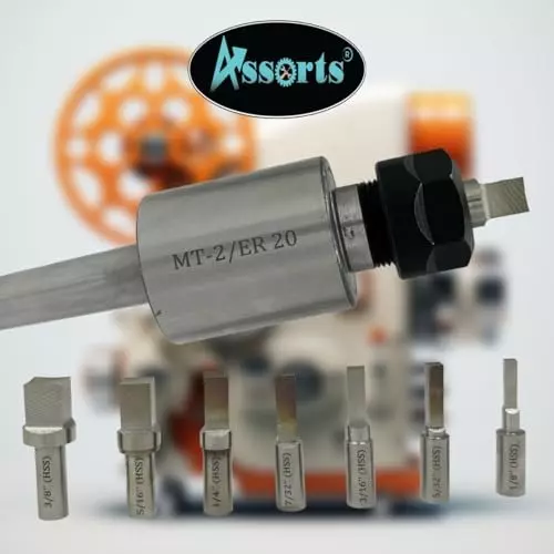 Assorts Rotary Broach Kit Tool Steel ER-20 Adapter MT2 Shank with 7-Piece Square Broach Set