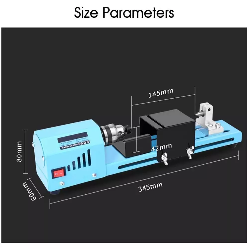 Nutronics Mini Wood Table Top Lathe Tool Kit 150 W Power 7-Level Adjustable Speed (0-7000 rpm) Blue & Black