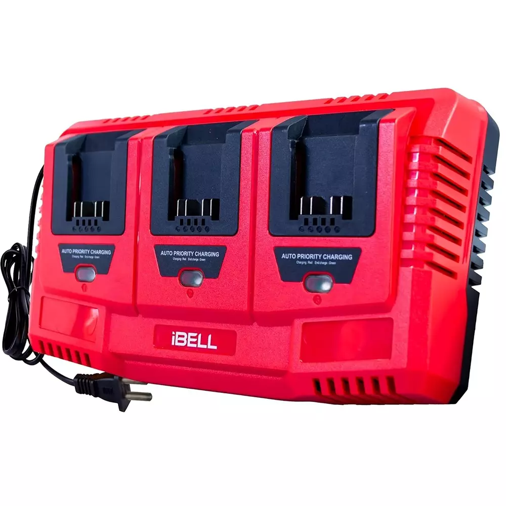 iBELL One Power Series Li-Ion Tri Charger 3 Slot 21 V 65 W Fast Charging 3 A Output with USB Port, OPST3C
