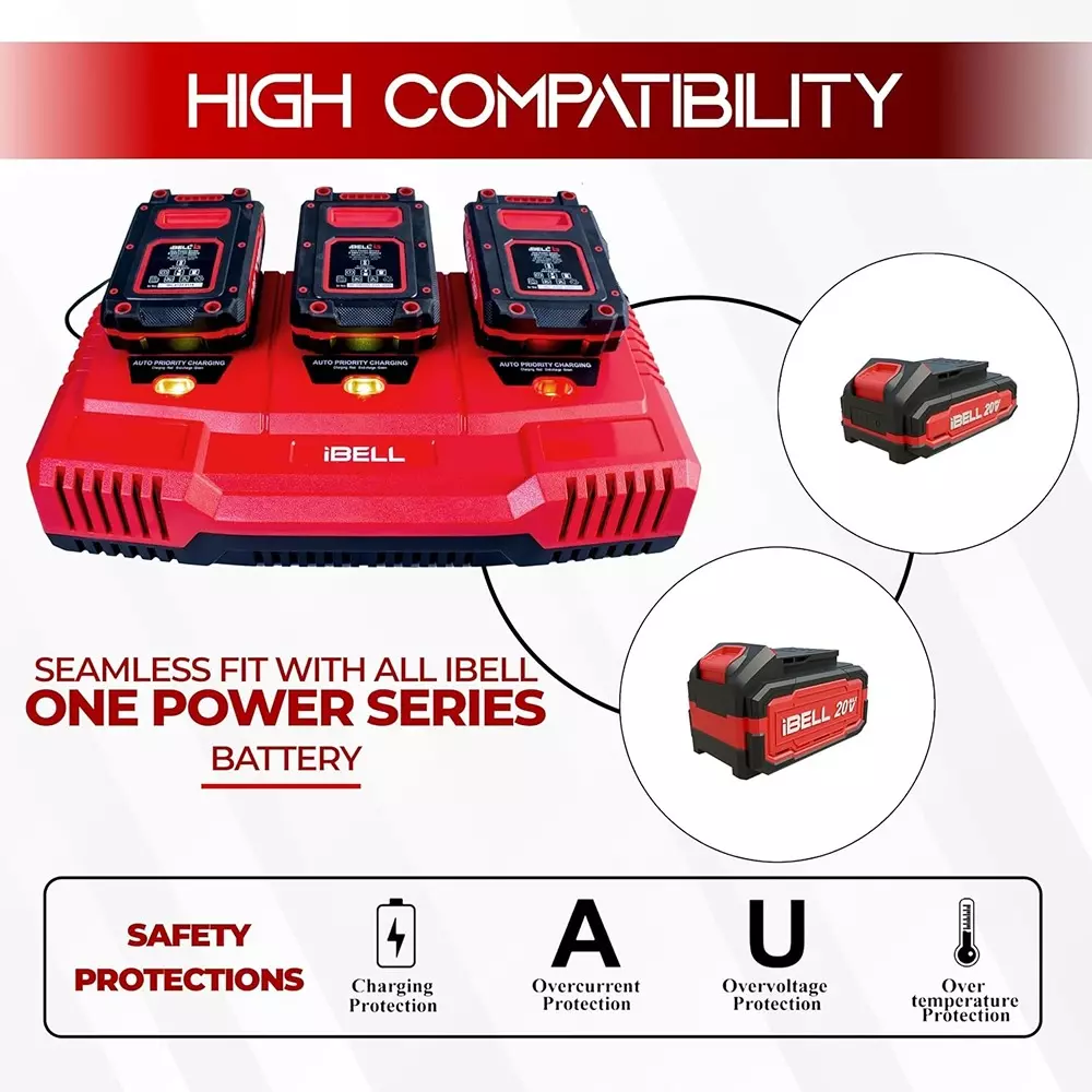 ibell-one-power-series-li-ion-tri-charger-3-slot-21-v-65-w-fast-charging-3-a-output-with-usb-port-opst3c