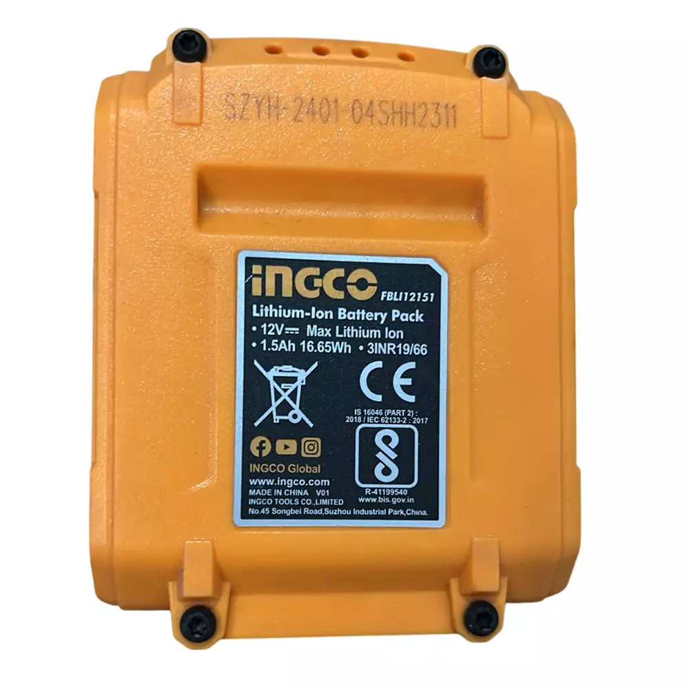 Ingco 12V Lithium-Ion Battery Pack FBLI12151 for Ingco 12V Multiple Tools