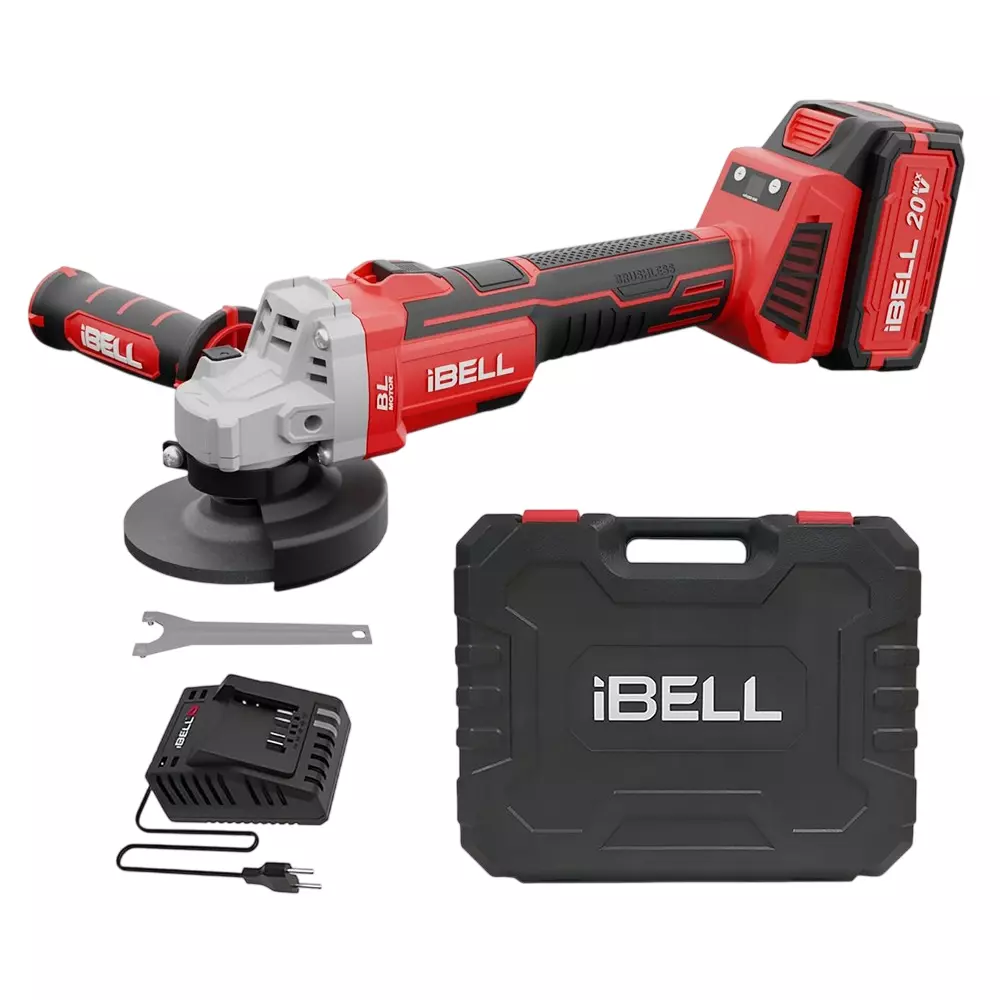 IBELL One Power Series Cordless Angle Grinder Brushless 100 mm (4 inch) Wheel Size with 4.0Ah Battery & Charger, BA20-25