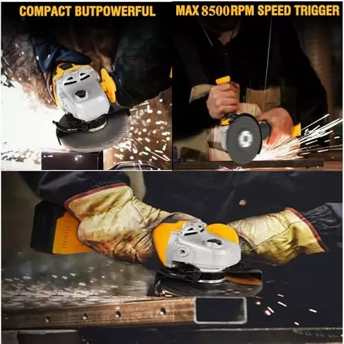 Malfah Enterprises Cordless Angle Grinder 5 Ah Lithium Battery 3 Mode 8500 RPM Yellow & Black