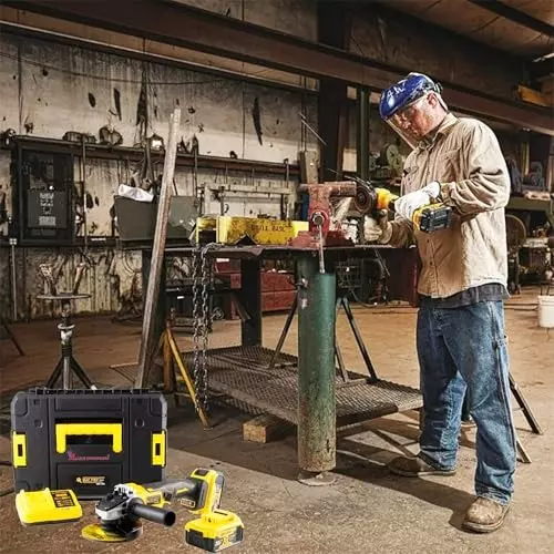 Malfah Enterprises Cordless Angle Grinder 5 Ah Lithium Battery 3 Mode 8500 RPM Yellow & Black
