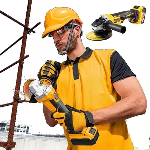 Malfah Enterprises Cordless Angle Grinder 5 Ah Lithium Battery 3 Mode 8500 RPM Yellow & Black