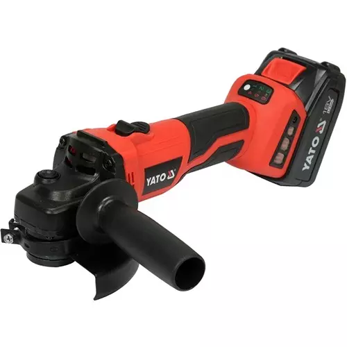 Yato 18 V DC Cordless Angle Grinder 3000-8500 RPM No Load Speed and 125 mm Wheel Size, YT-8282995 (Without Blade, With Battery & Charger)