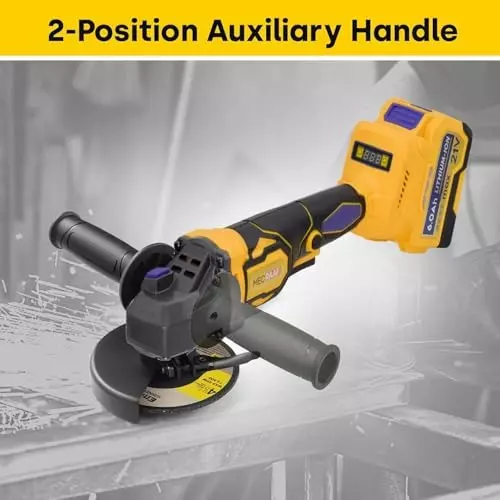 MECRAAF Cordless Power Angle Grinder Battery & Charger Kit Brushless Motor 21 V 9000 RPM Speed Yellow & Black, AG4-Y 6AH