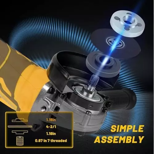 MECRAAF Cordless Power Angle Grinder Battery & Charger Kit Brushless Motor 21 V 9000 RPM Speed Yellow & Black, AG4-Y 6AH