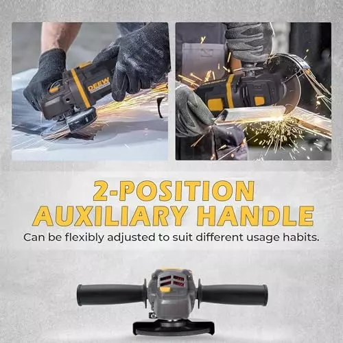 MECRAAF Cordless Power Angle Grinder Battery & Charger Kit Brushless Motor 20 V 8500 RPM Speed Yellow & Black, AG4-GREY