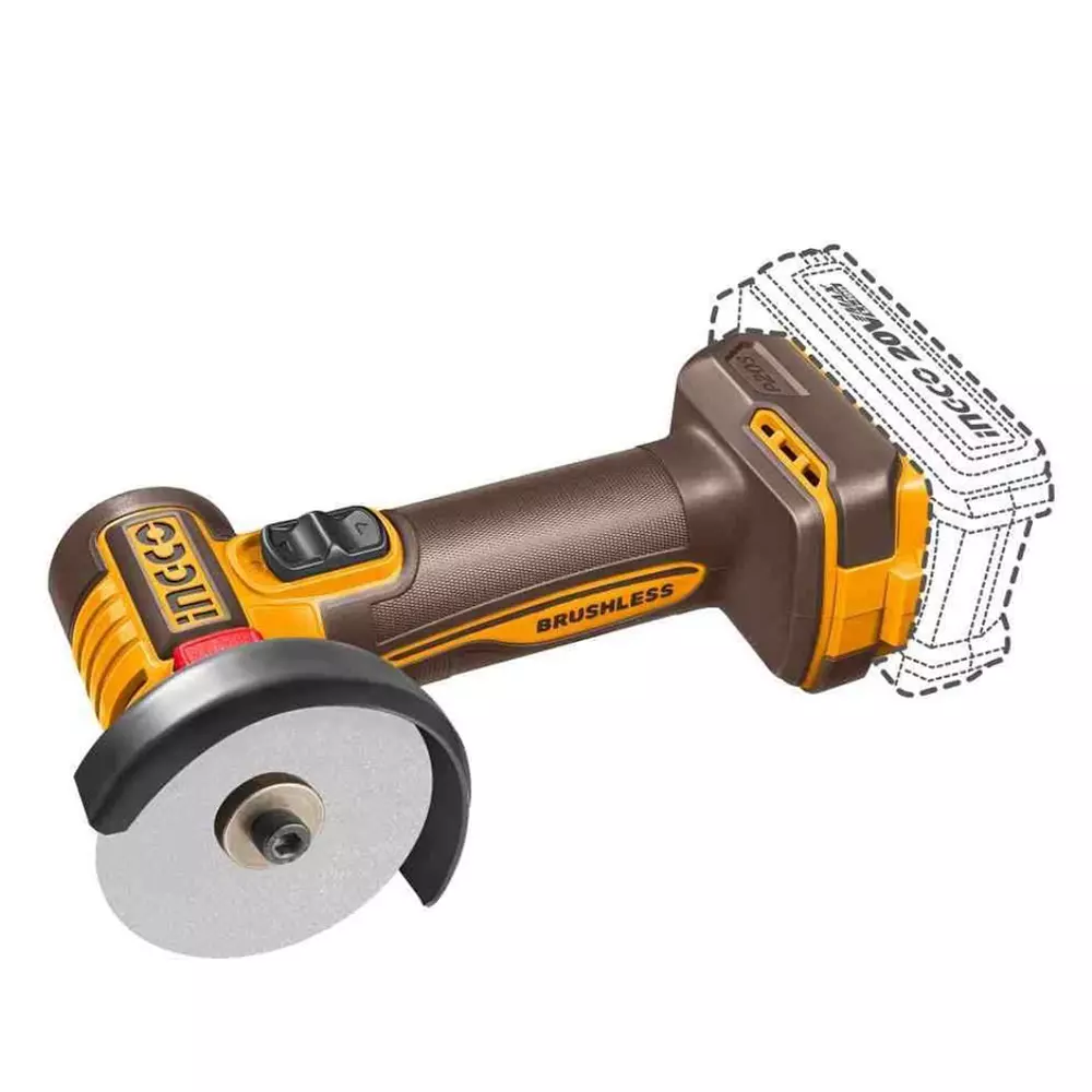 Ingco Cordless Mini Cutoff Tool 76mm (3 inch) Disc Diameter M6 Thread Size Brushless Motor, CAGLI207625 (with Battery)