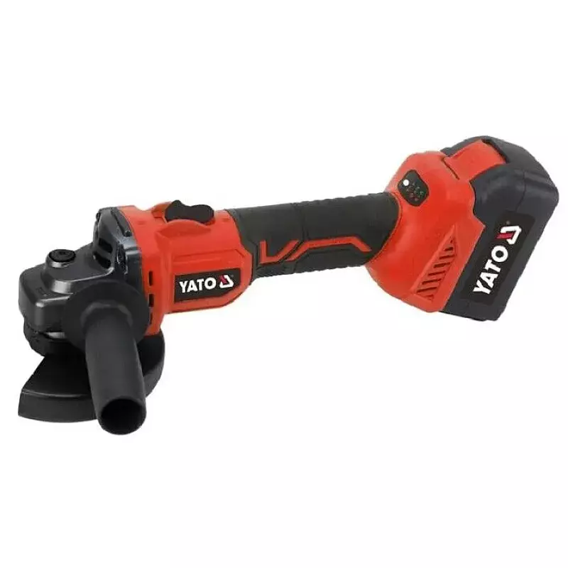 Yato 18 V DC Cordless Angle Grinder 7700 RPM No Load Speed and 100 mm Wheel Size, YT-828245 (Without Blade, With Battery & Charger)