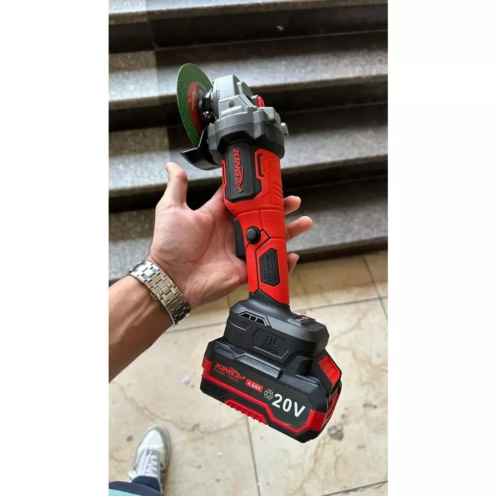 king-20-v-cordless-angle-grinder-4-inch-100-mm-wheel-size-and-9000-rpm-no-load-speed-ecd-10n-without-cutting-blade
