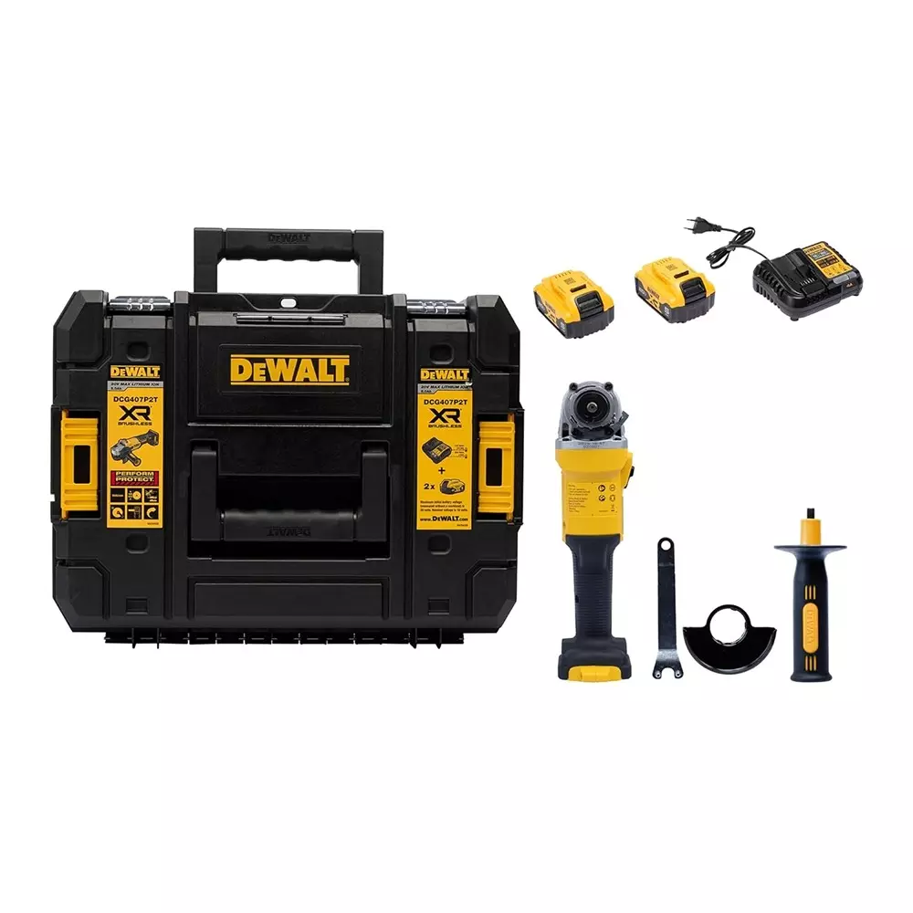 Dewalt Slide Angle Grinder Kit Brushless Motor 850 W Power 9000 RPM No Load Speed M10 Spindle 100 mm Wheel Diameter, DCG407P2T-B1