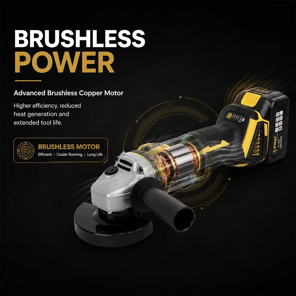 pilot-21-v-cordless-angle-grinder-with-brushless-motor-0-11000-rpm-no-load-speed-and-100-mm-disc-diameter-pl-cag100-with-battery-charger