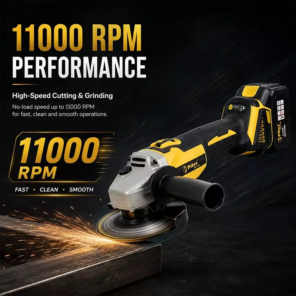 pilot-21-v-cordless-angle-grinder-with-brushless-motor-0-11000-rpm-no-load-speed-and-100-mm-disc-diameter-pl-cag100-with-battery-charger