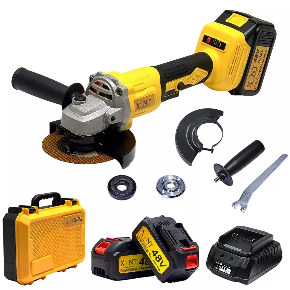XLNT 48 V Cordless Angle Grinder 1000 RPM No Load Speed and 125 mm Blade Size, XTCAG-129 (With Battery & Charger)