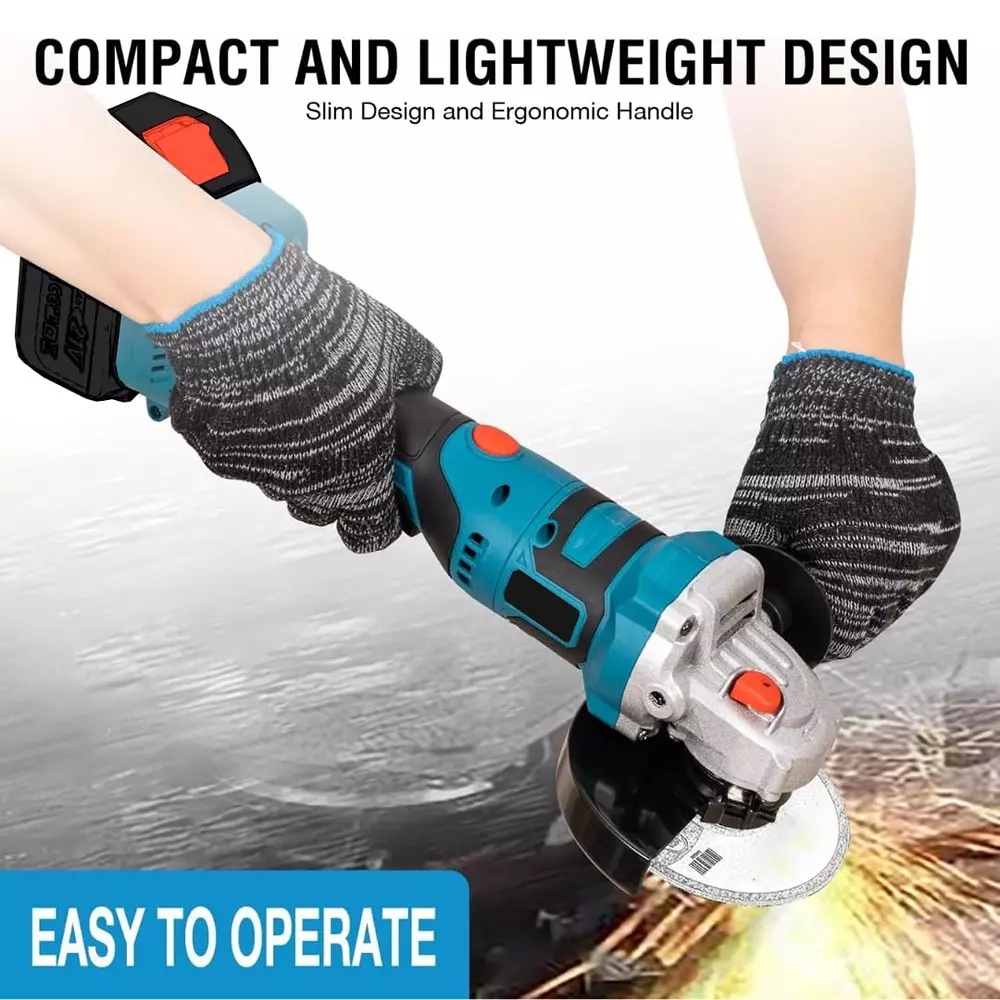 Jawsons Cordless Angle Grinder 21 V Brushless Motor 3-Speed Adjustable Handle with Rechargeable ‎Battery & ‎Battery Charger