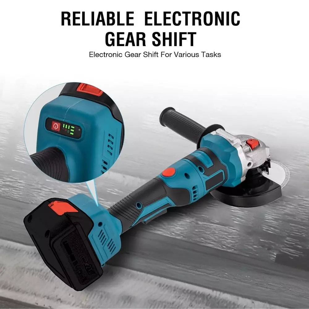 Jawsons Cordless Angle Grinder 21 V Brushless Motor 3-Speed Adjustable Handle with Rechargeable ‎Battery & ‎Battery Charger