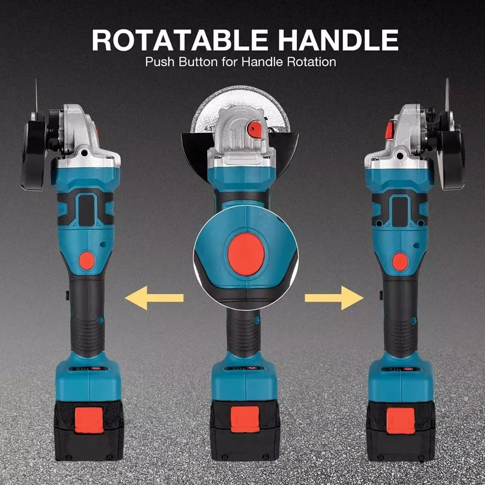 Jawsons Cordless Angle Grinder 21 V Brushless Motor 3-Speed Adjustable Handle with Rechargeable ‎Battery & ‎Battery Charger