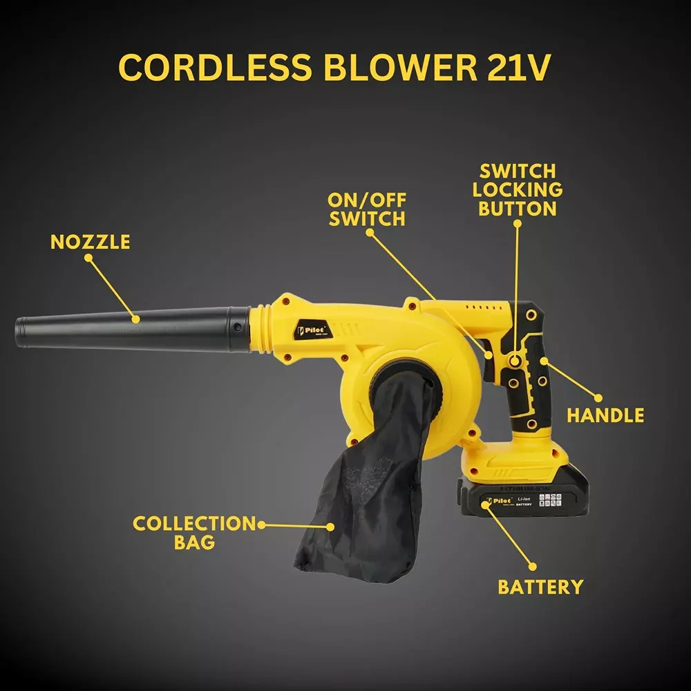 pilot-21-v-cordless-blower-with-11000-rpm-no-load-speed-and-23-m3min-blowing-rate-pl-cbl21-with-battery-charger