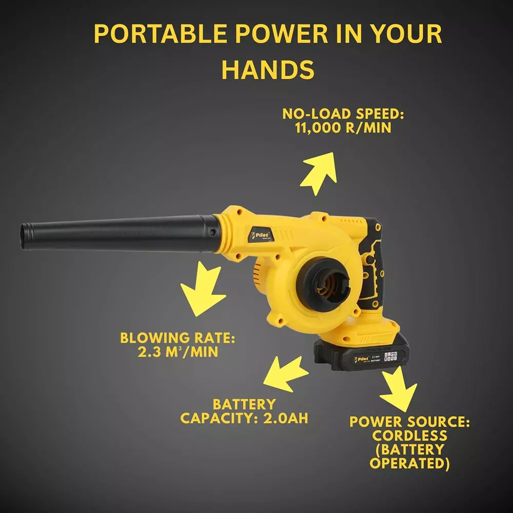 pilot-21-v-cordless-blower-with-11000-rpm-no-load-speed-and-23-m3min-blowing-rate-pl-cbl21-with-battery-charger