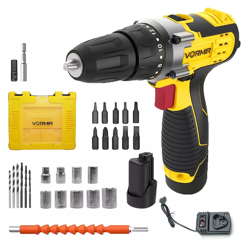 VORMIR Cordless Drill Driver 0-400/0-1450 RPM No Load Speed 25 Nm Torque with 1500 mAh Battery & Charger, VR CD12-45