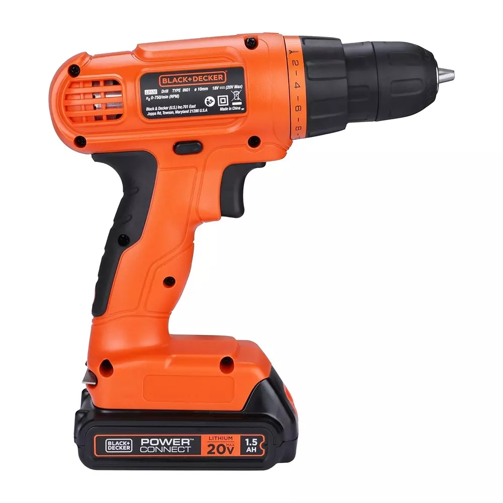 blackdecker-34-pcs-cordless-drill-kit-750-rpm-20-v-li-ion-battery-and-10-mm-chuck-bdcd120va-in-with-battery-charger