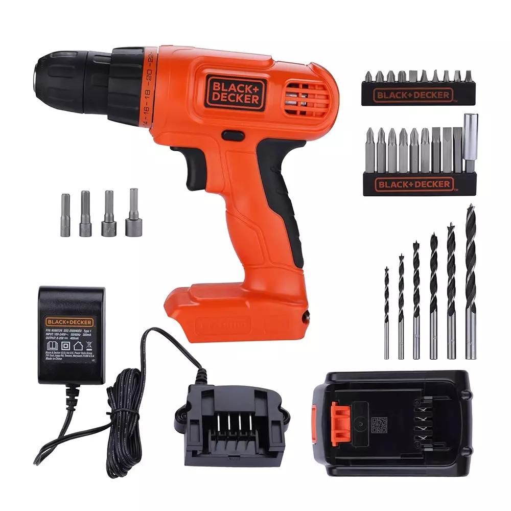 Black+Decker Cordless Drill Driver Set 750 RPM No Load Speed 10 mm Chuck Capacity, LD120VA-IN