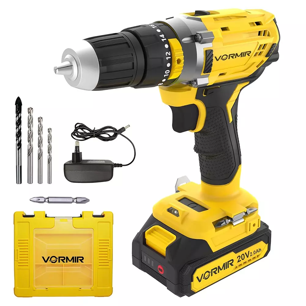 VORMIR Cordless Impact Drill Machine with Battery & Charger Kit 2 Amp 30 Nm Torque 2 Ah Li-ion Battery 10 mm Drill Chuck Battery Powered, VR CD21-30