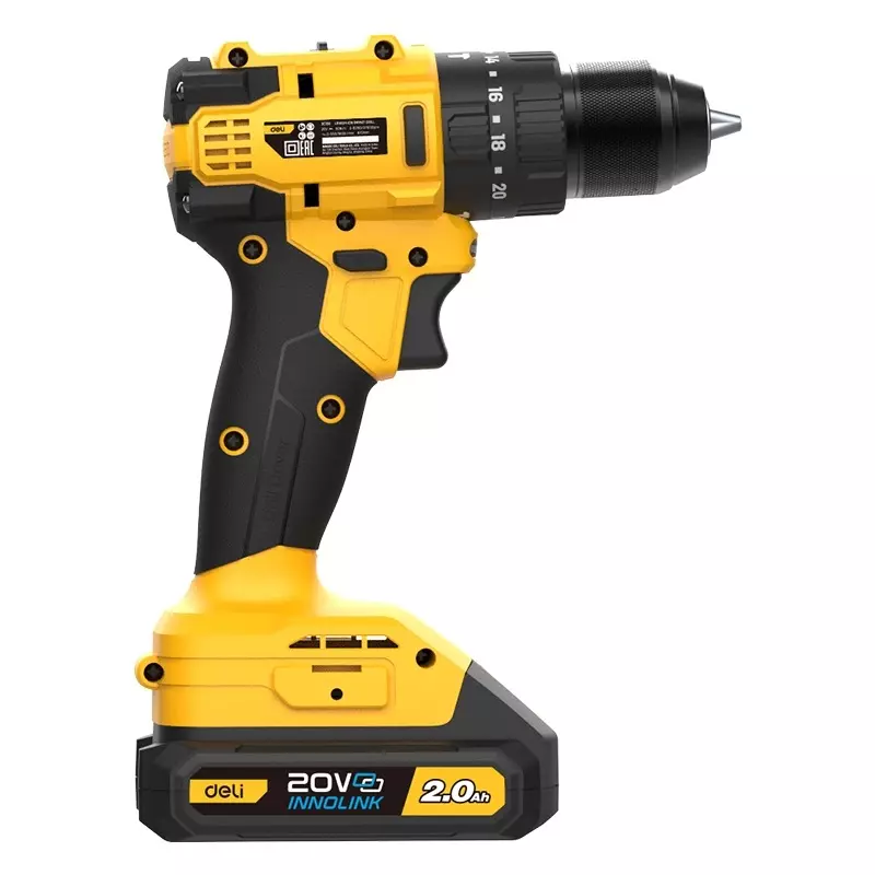 deli-20-v-cordless-impact-drill-brushless-motor-50-nm-max-torque-and-10-mm-chuck-capacity-dc150-with-battery