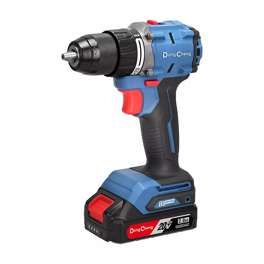 Dongcheng Cordless Brushless Drill Driver 500 W 1st Gear 0-600 RPM, 2nd Gear 0-2300 RPM, Dcjz2060i (with Battery & Charger)