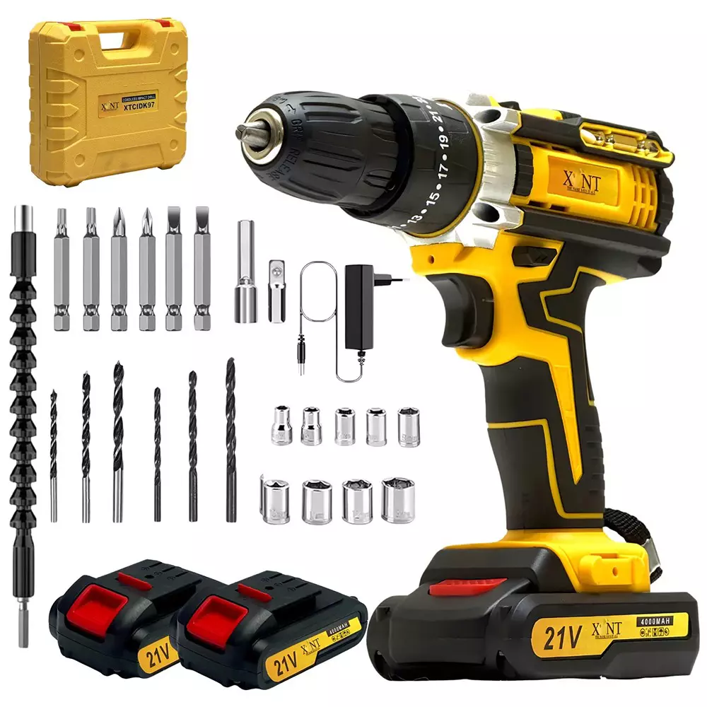 XLNT 21 V Cordless Drill 1750 RPM No Load Speed and 10 mm Drill Diameter, XTCIDK97 (With Battery & Charger)