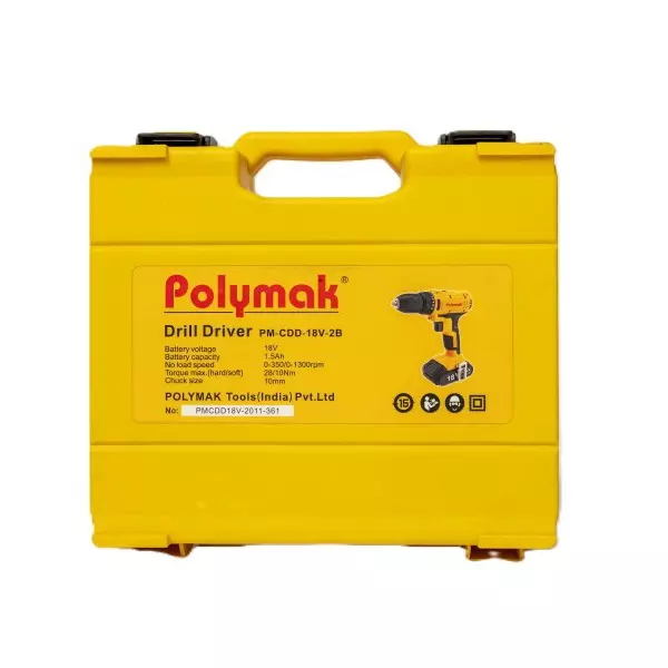 polymak-cordless-driver-drill-kit-10-mm-drilling-capacity-15-ah-battery-capacity-18-v-for-industrial-use-pm-cdd-18v-2b