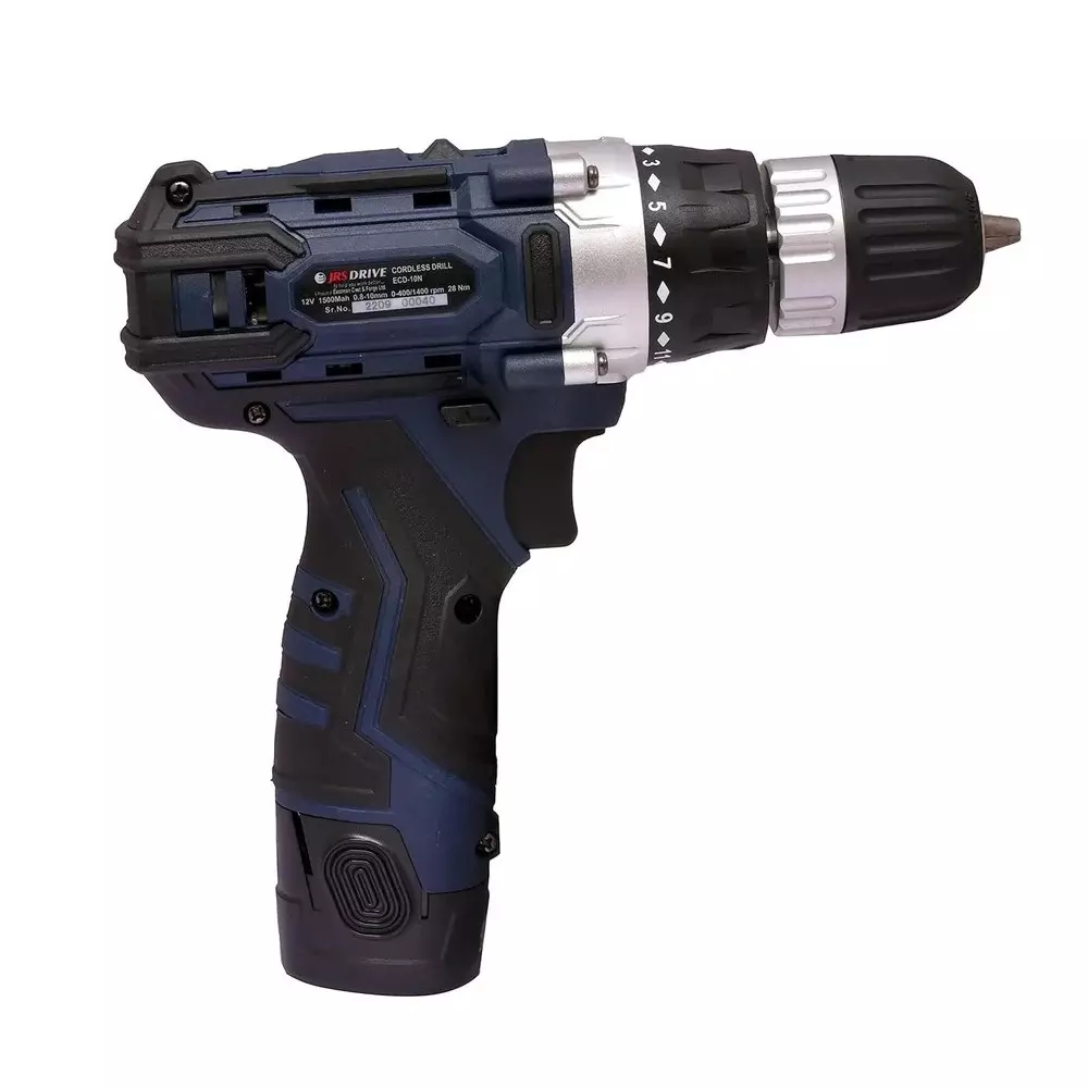 JRS Drive 12 V Cordless Drill 10 mm Chuck Size, 0-400/1400 RPM No Load Speed and 28 Nm Torque, ECD-10N (With Battery & Charger)