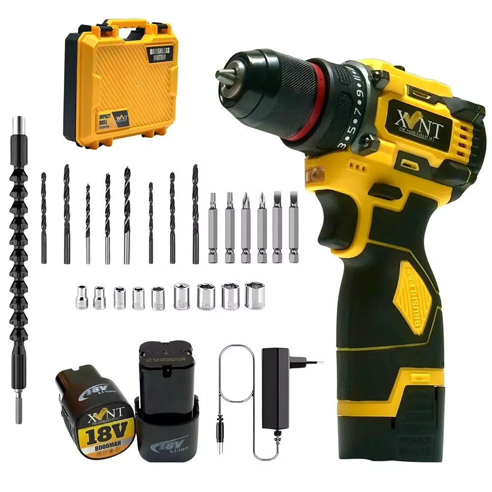 XLNT 18 V Cordless Drill 0-1500 RPM No Load Speed and 10 mm Drill Diameter, XTCDK7518 (With Battery & Charger)