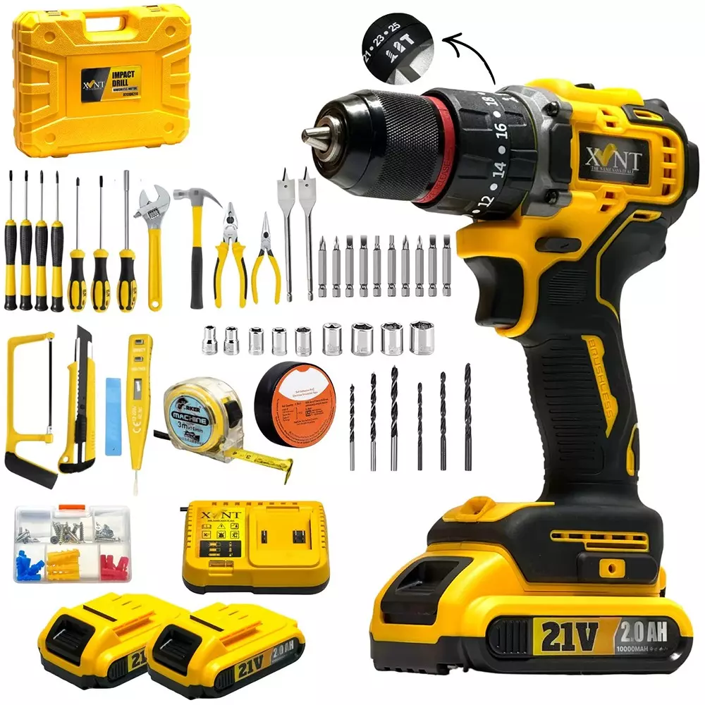 XLNT 21 V Cordless Drill 2800 RPM No Load Speed and 10 mm Drill Diameter, XTCIDK214 (With Battery & Charger)