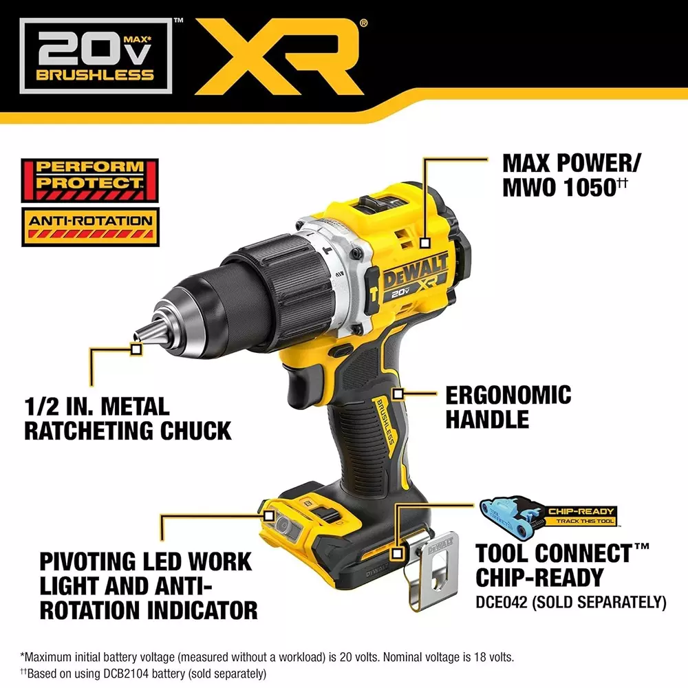 dewalt-cordless-brushless-hammer-drill-driver-2000-rpm-max-rotational-speed-with-belt-hook-dcd806n-b1-battery-charger-not-included