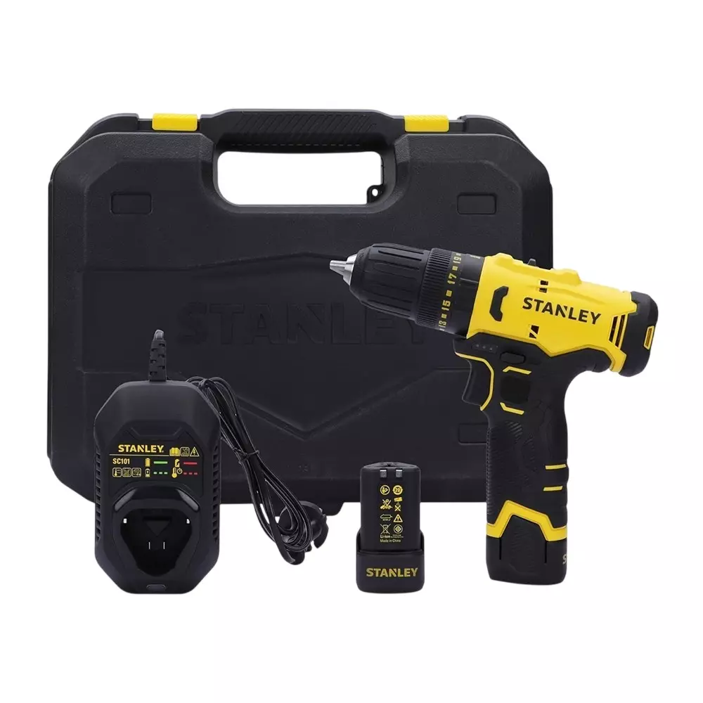 STANLEY Cordless Drill Driver 10 mm Chuck Capacity 30 Nm Maximum Torque with 2 Ah Battery & 1.5 A Charger, SCH10D2K-IN