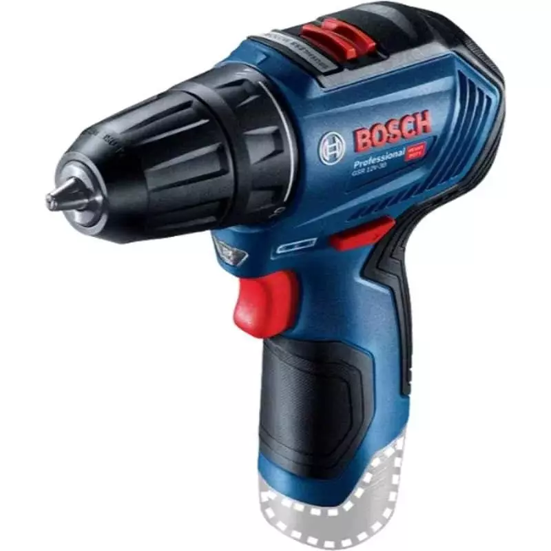 Bosch Cordless Drill Drivers 0.8-10 mm Chuck Size 1600 RPM No Load Speed Without Battery and Charger, GSR 12V-30 Professional
