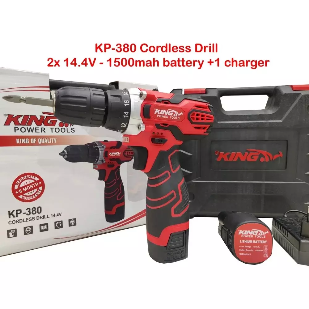 king-144-v-cordless-drill-driver-28-nm-maximum-torque-and-0-400-0-1400-rpm-no-load-speed-kp-380-with-battery-charger-star-bit