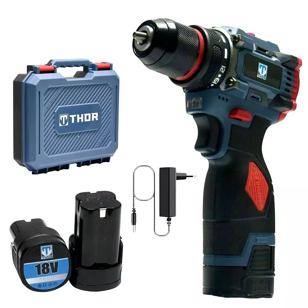XLNT 18 V Cordless Drill 1350 RPM No Load Speed and 10 mm Drill Diameter, THCD2516B (With Battery & Charger)