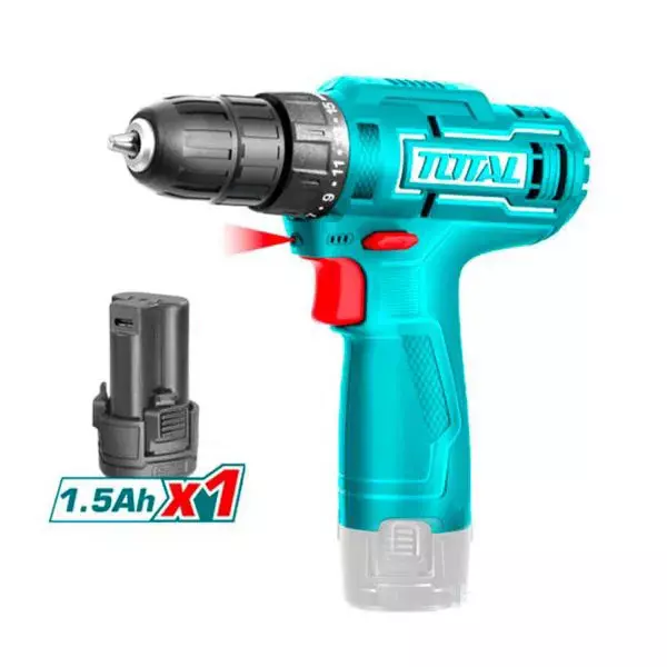 Total Lithium-Ion Cordless Drill 12 V 0.8–10 mm Chuck 20 Nm Torque 0-750 rpm, TDLI12428